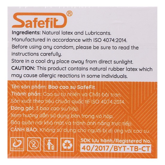 [HCM]Combo 3 hộp Bao cao su SafeFit Smooth (hộp 3)