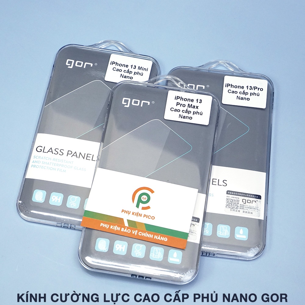 Kính cường lực Iphone 16 Pro Max / 15 Pro Max / 14 Plus / 13 Mini / 12 Pro / 11 / Xs full màn hình trong suốt hãng GOR