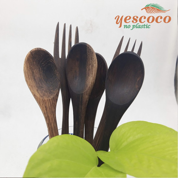 Thìa gỗ mun 19cm xưởng SX Yescoco