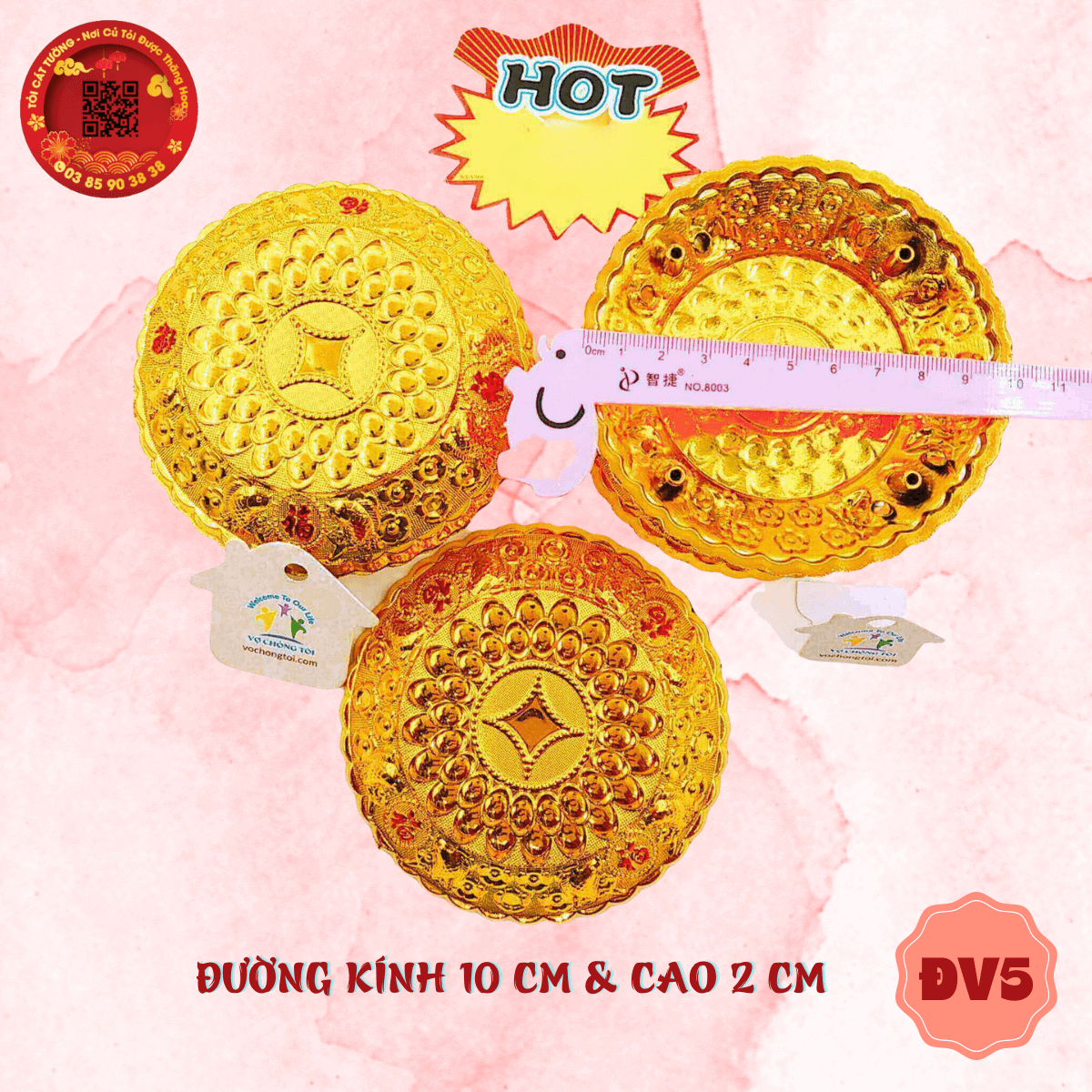 Set 10 đế vàng chữ phúc - TỎI CÁT TƯỜNG
