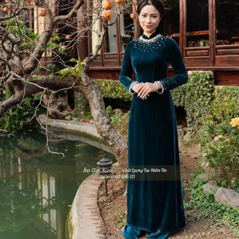 Áo dài bà sui sang trọng đính đá cao cấp bigsize lc05x
