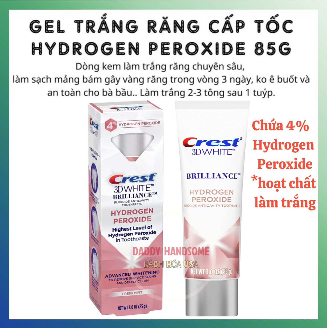 Hoàn tiền 15% - kem đánh răng crest 3d white brilliance làm trắng răng 99gr mỹ