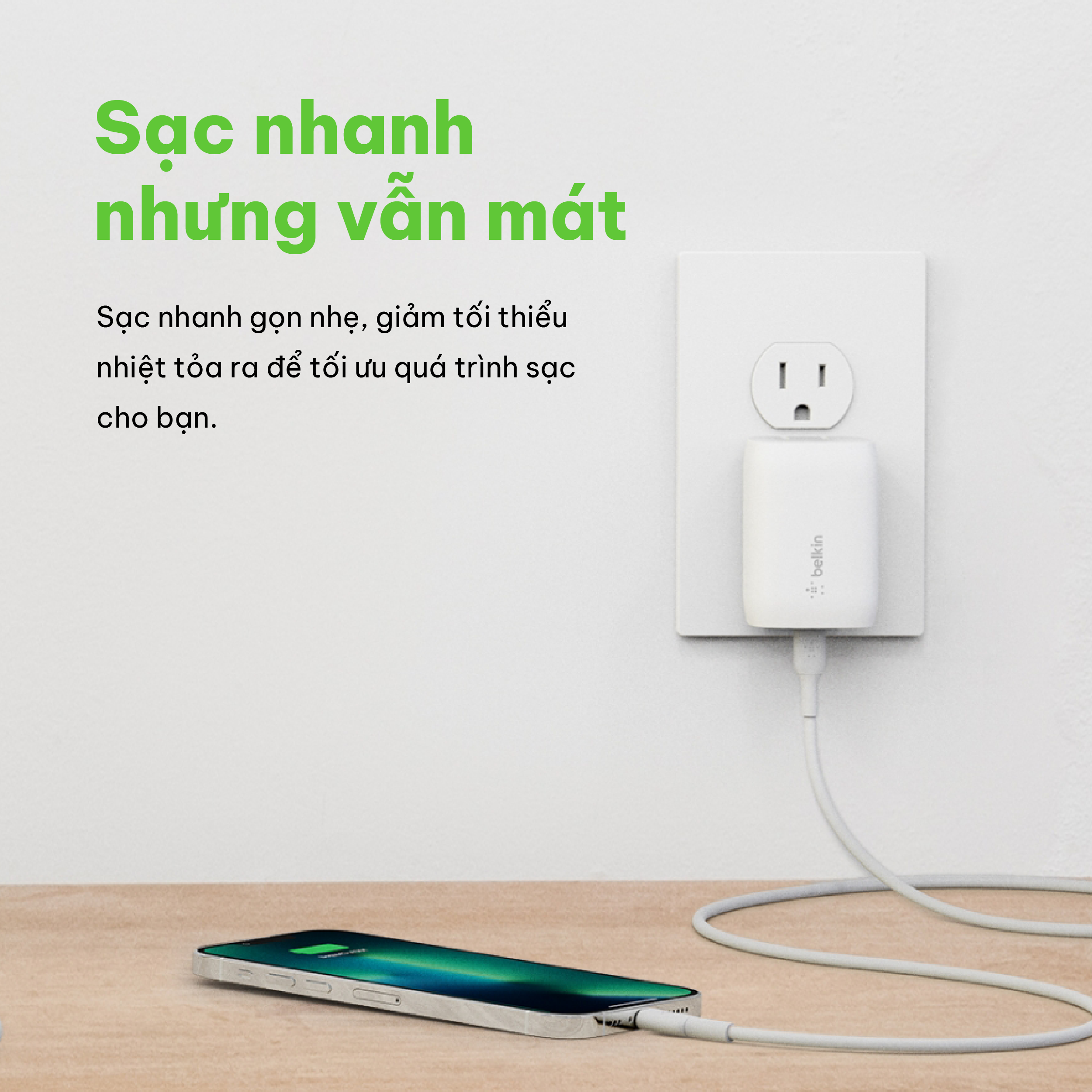 Sạc nhanh BOOST↑CHARGE Belkin 30W USB-C PD 3.0 PPS WCA005 WCA005 (tương thích iPhone 15)