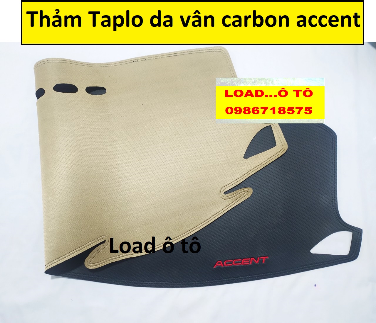 Thảm taplo da vân carbon huydai accent 2023-2018 cao cấp