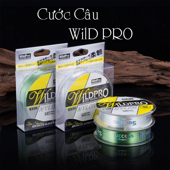 Cước Câu Cá WildPro dài 100m màu xanh nhạt, chịu tải tốt - cước câu cá tàng hình, cước câu cá giá rẻ
