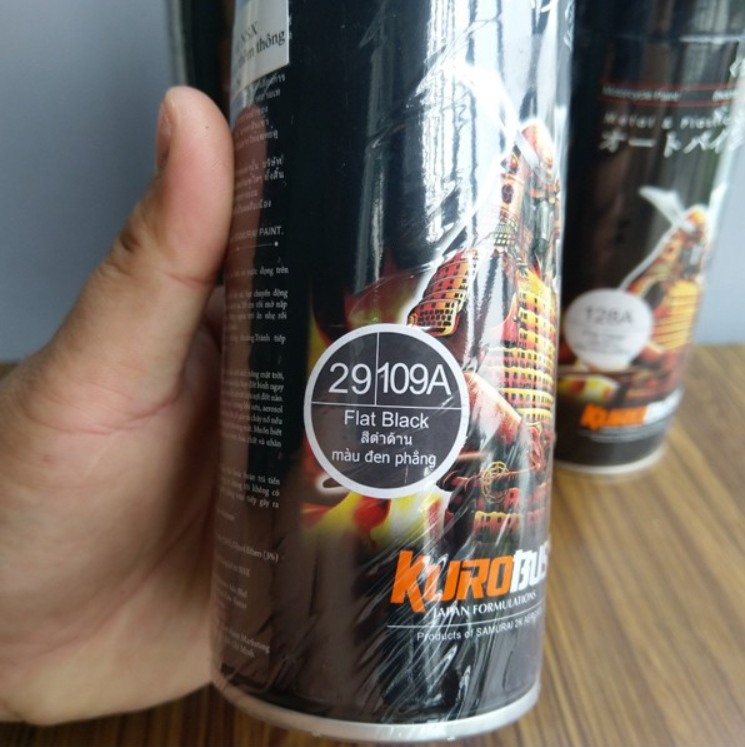 Sơn xịt Samurai 109A đen mờ/nhám 400ml – Bền màu, bám dính tốt