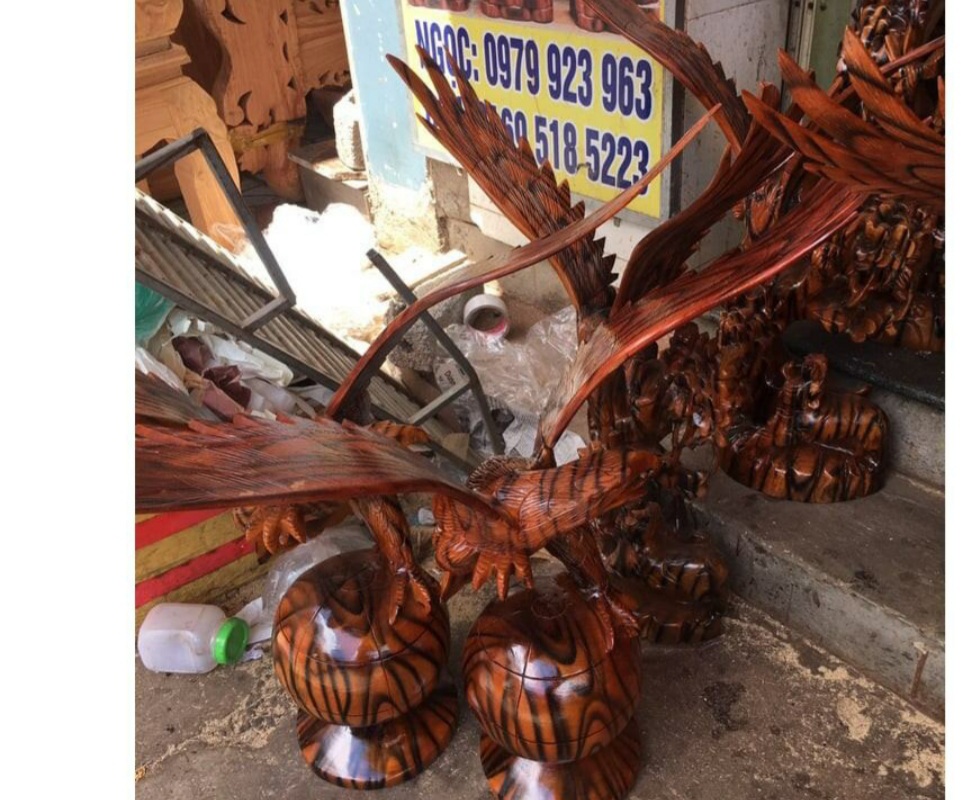 Đại bàng gỗ cao-Tượng đại bàng gỗ phong thủy cao 40cm