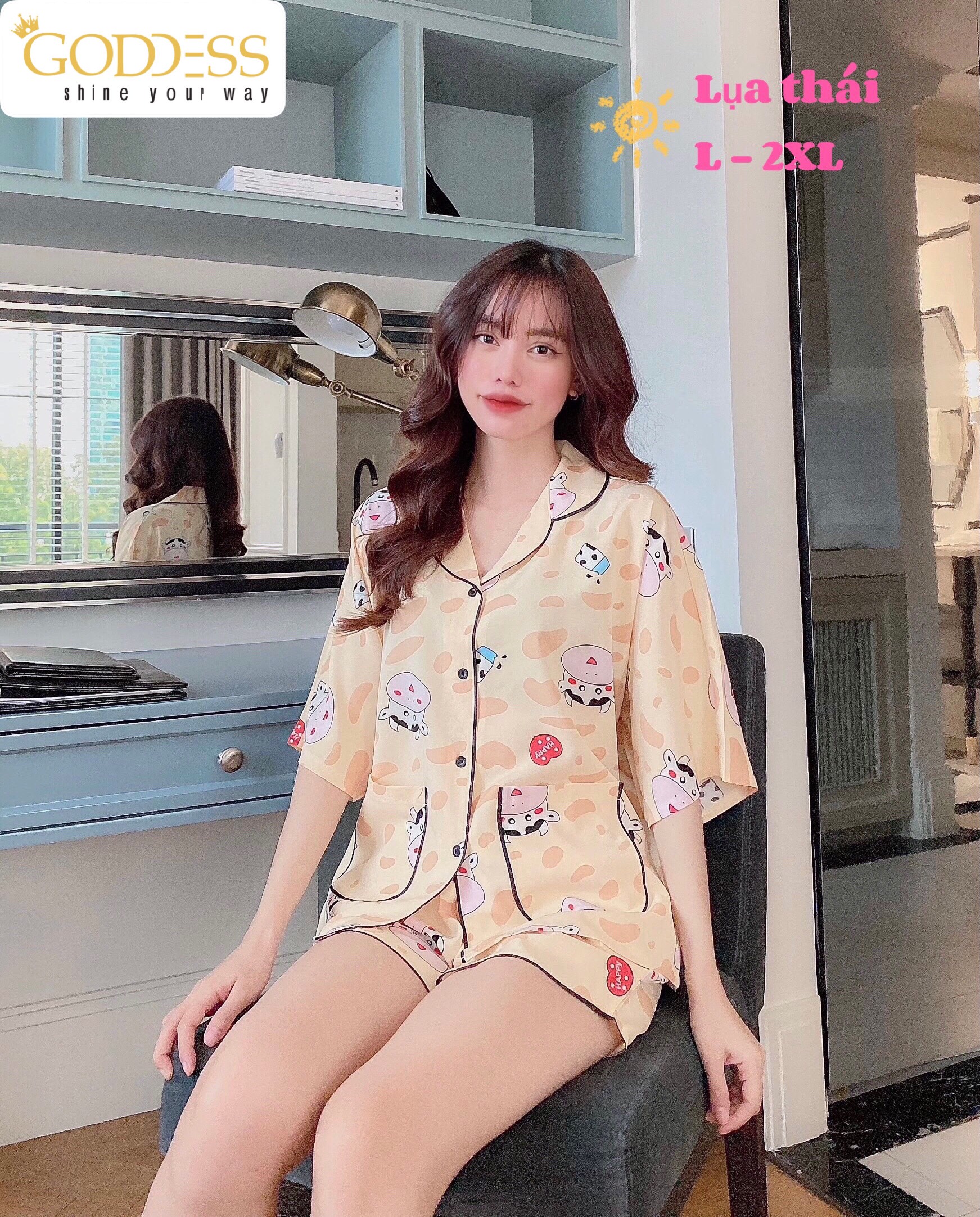 Bộ đồ Pijama Lụa Thái  Đồ ngủ đùi Bigsize 40 - 80kg cao cấp
