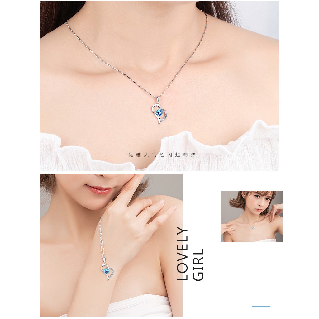 Dây chuyền bạc 925 đính đá ruby xanh ngọc lấp lánh (MDC.X015)