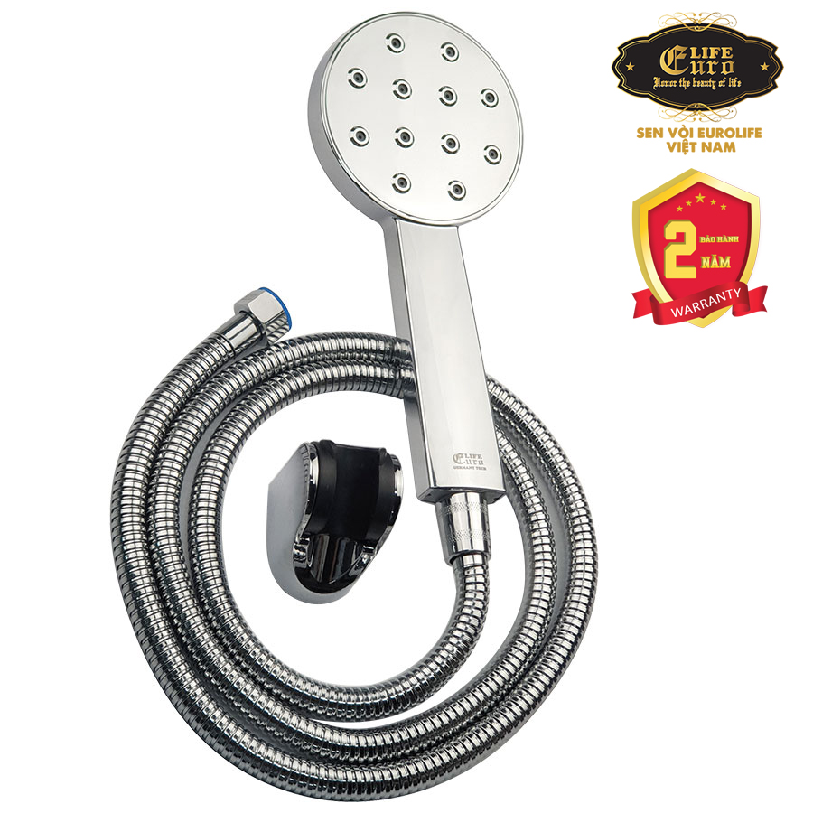 Bộ tay dây sen siêu tăng áp 1 chế độ chảy, dòng nước xoáy độc đáo Eurolife EL-120SH