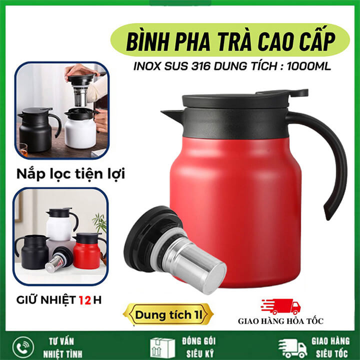 BÌNH GIỮ NHIỆT PHA TRÀ CÀ PHÊ SUS 1000 ML