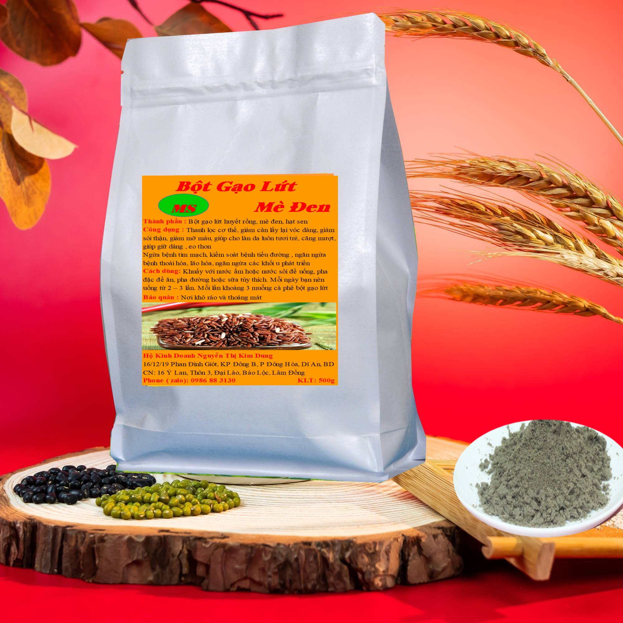 HCMBột gạo lứt mè đen - hạt sen 500g -  MS thơm ngon