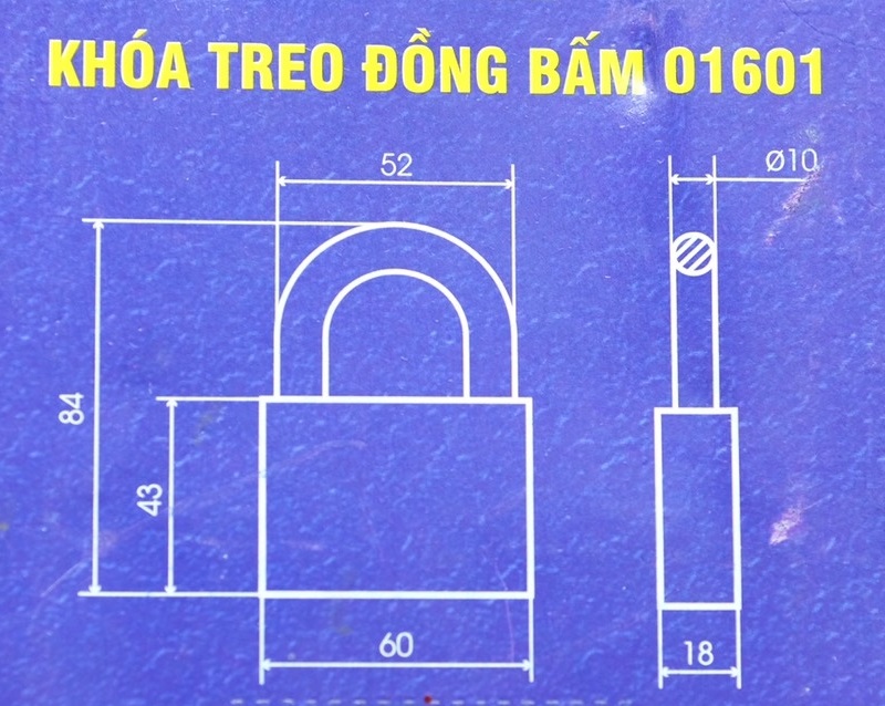 KHÓA TREO ĐỒNG BẤM VIỆT TIỆP 01601 ( CỠ LỚN 6CM - CHỊU VA ĐẬP TỐT - THÍCH HỢP KHÓA CỬA CHÍNH CỦA NHÀ )