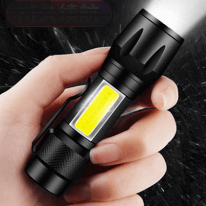 Đèn pin siêu sáng mini có zoom, 2 chế độ sáng xpe và cob
