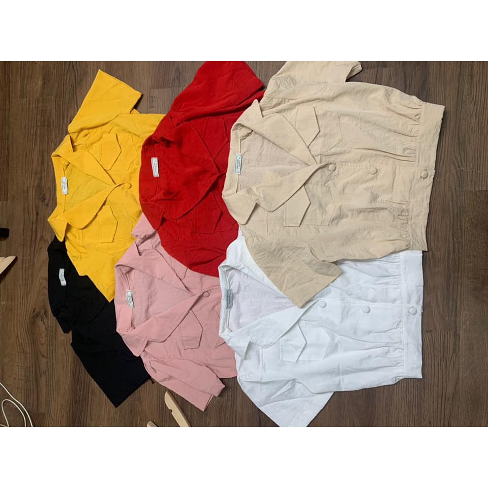 Áo cổ vest croptop