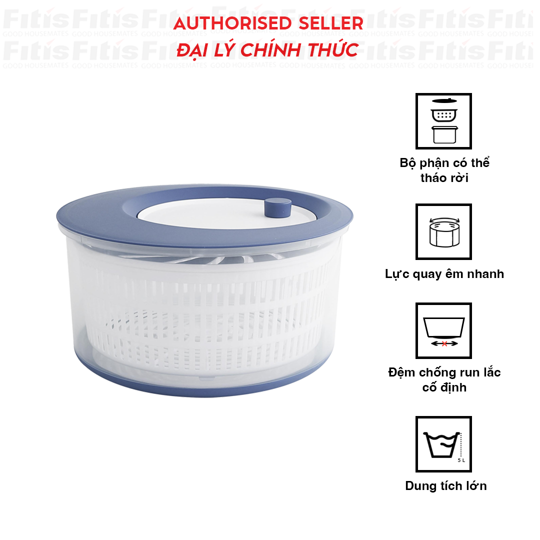 Rổ Quay Rau Fitis Nora Salad Spinner - 5 Lít
