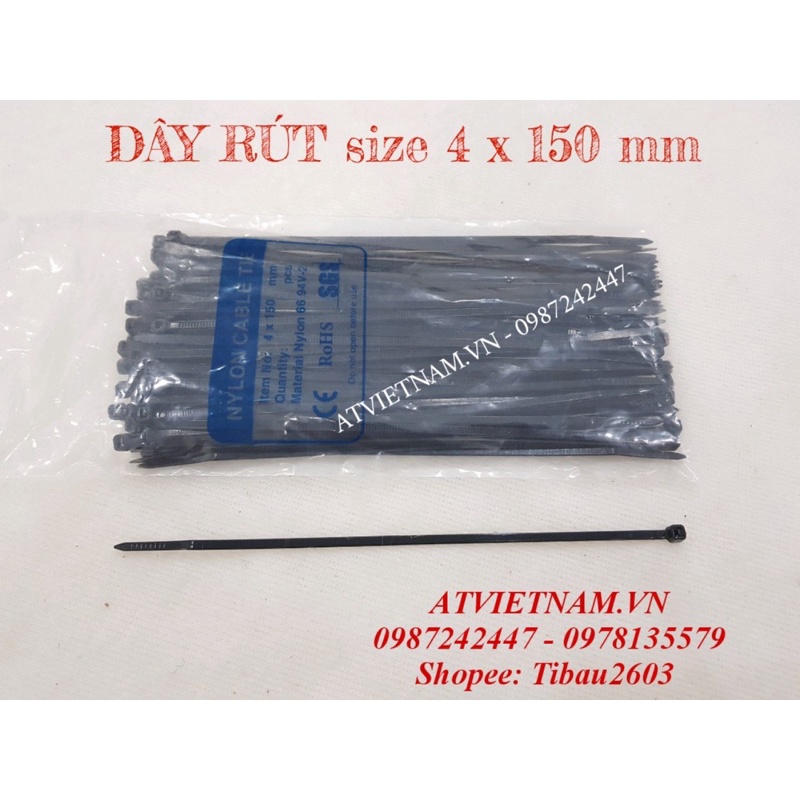 Dây rút màu đen 4x150mm ( 1 bịch)