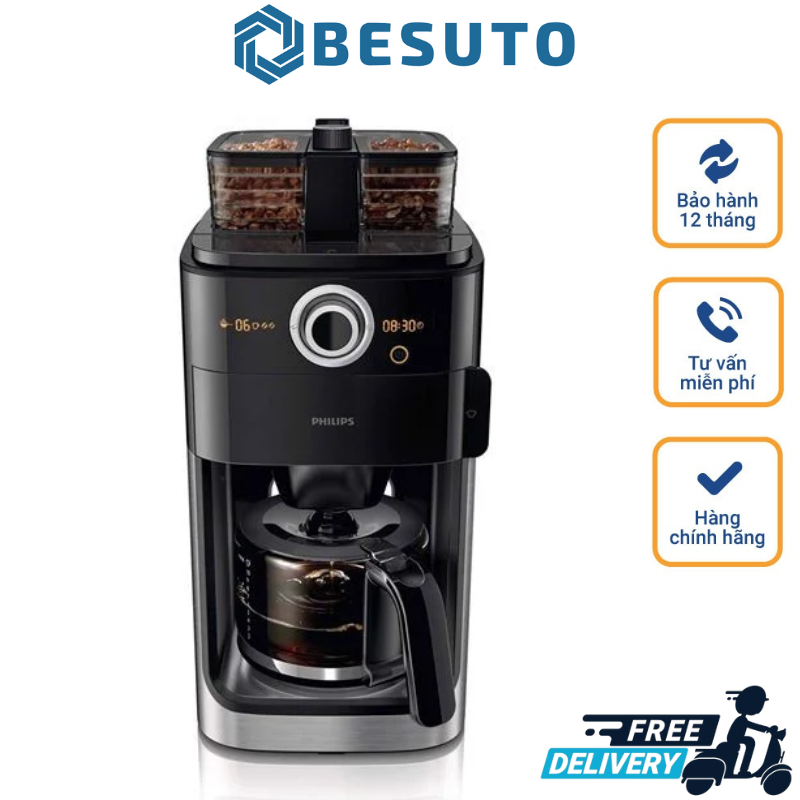 Máy Pha Cà Phê Tự Động Philips, Philips Coffee Maker, Máy Pha Café Tại Nhà, Máy Pha Espresso, Công Suất 1500W, Nhập Đức, Bảo Hành 12 Tháng