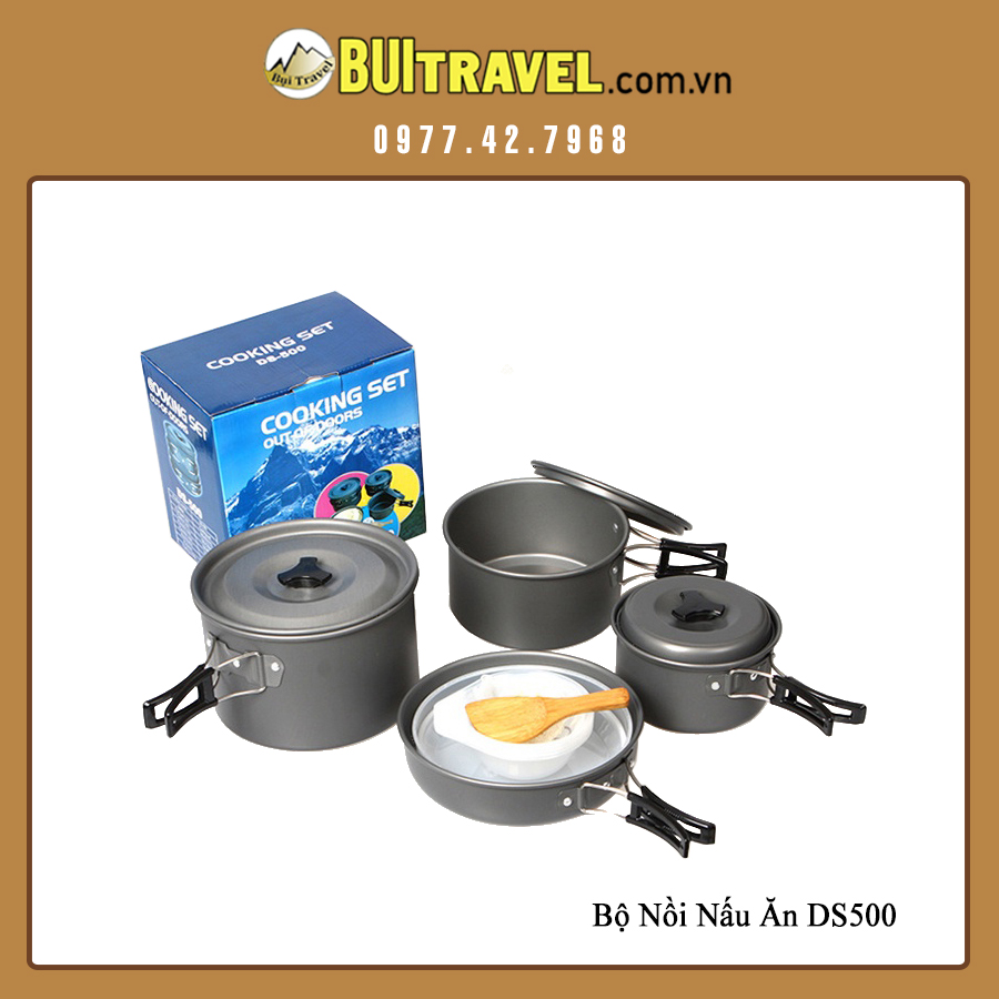 Bộ nồi du lịch gấp gọn cho 4-5 người, bộ nồi dã ngoại DS500