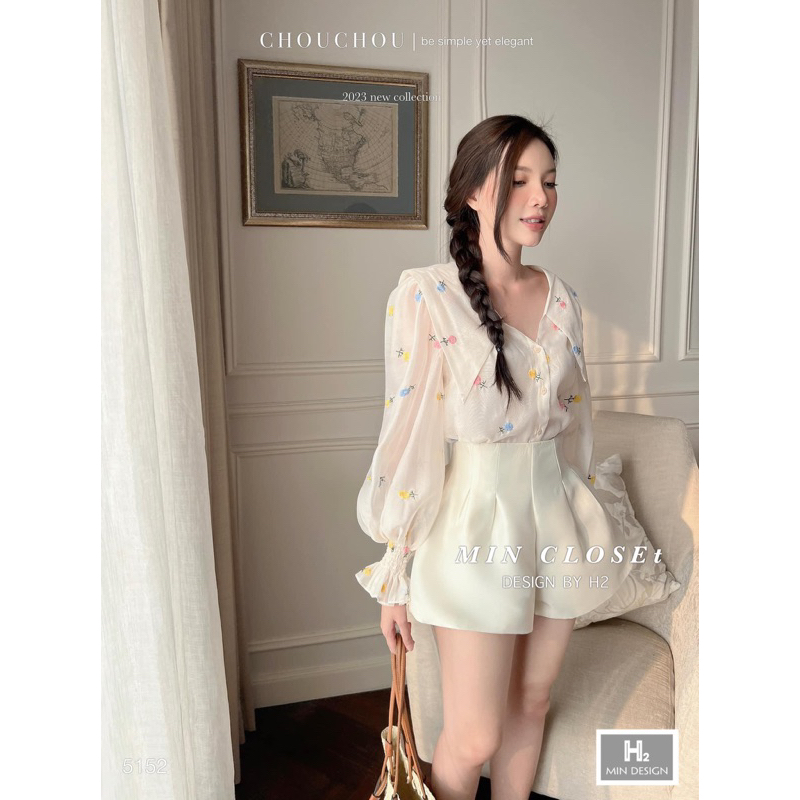 Set áo tơ hoa chun tay mix quần sooc be siêu phẩm Áo hoa tơ nhũ QC cao cấp thêu nổi sịn sò,lót trong ko verx