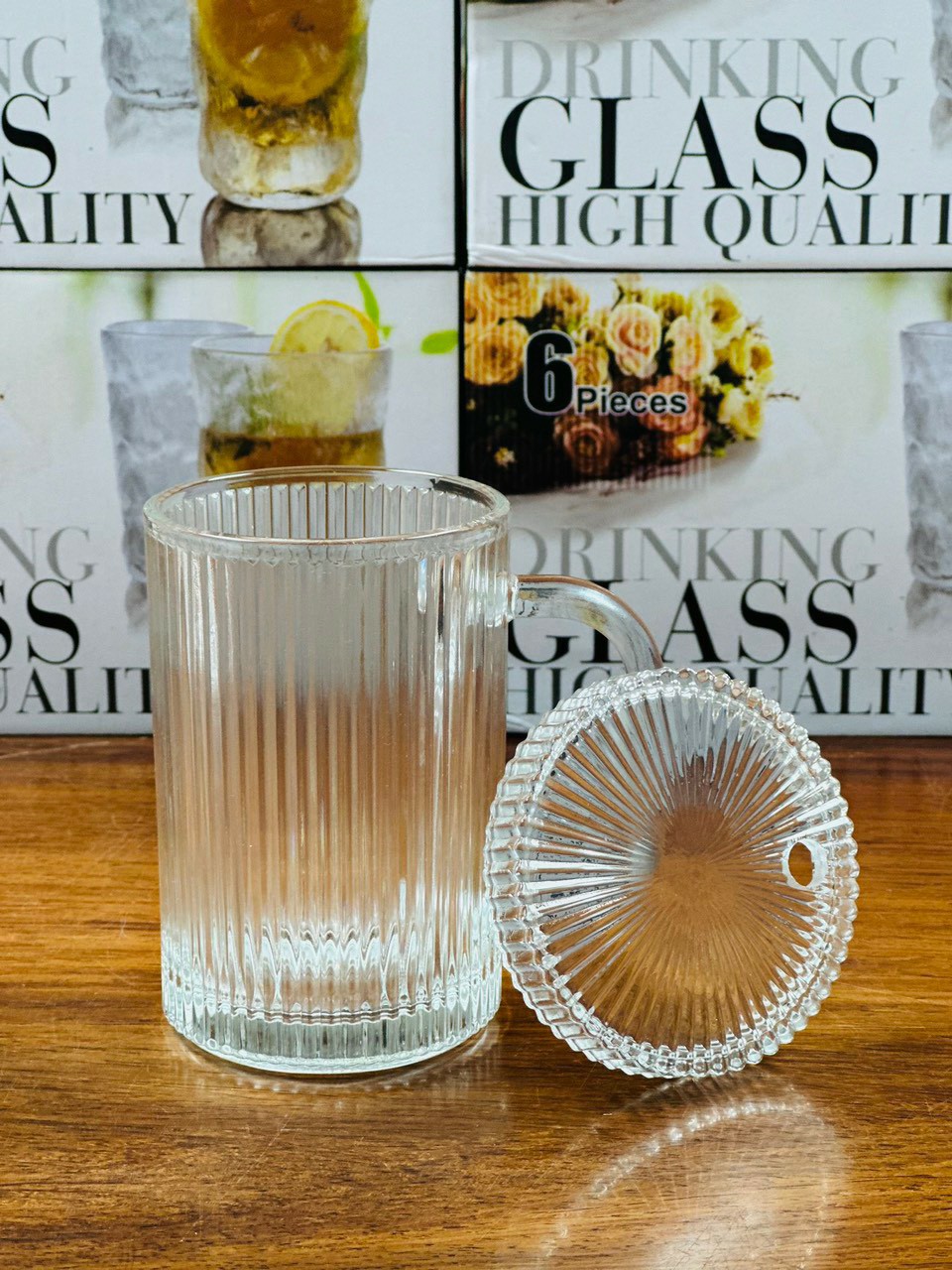 Cốc thủy tinh giữ nhiệt , cốc uống trà cà phê có nắp đậy thủy tinh sang trọng