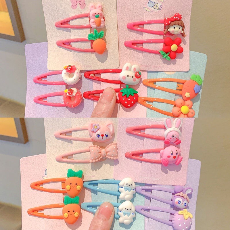 Set 2 Kẹp Tóc Hoạt Hình Dễ Thương Cho Bé Gái