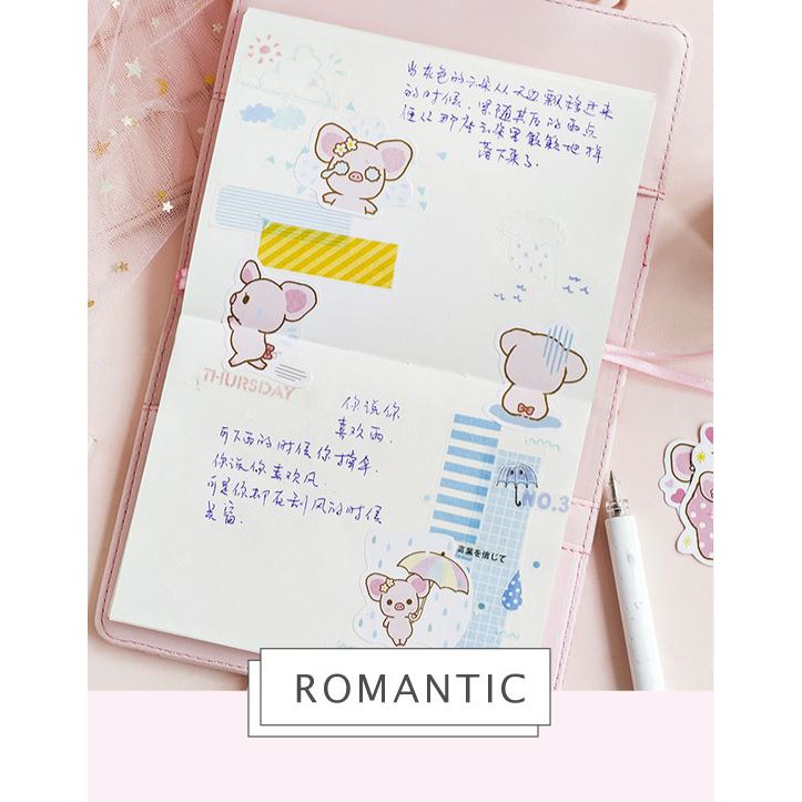 Bộ 46 Sticker Hàn Quốc hình lợn xinh dán trang trí E32