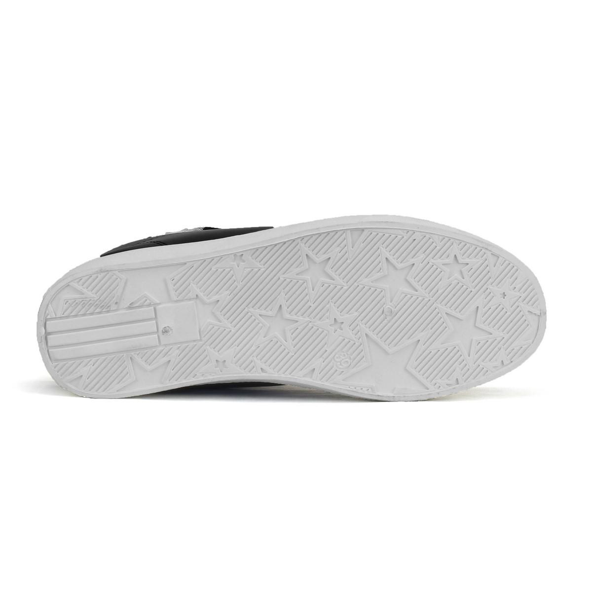 Giày Sneaker Thời Trang Gót Caro Cổ Cao Màu Đen