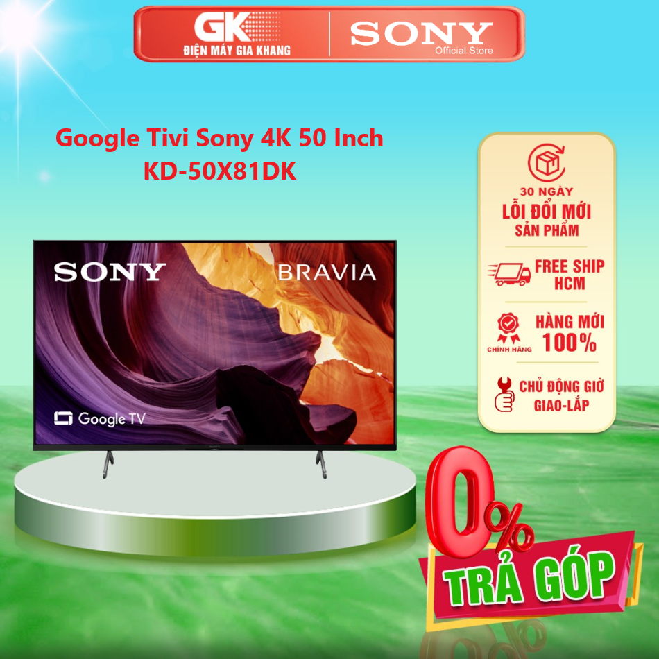 Google tivi sony 4k 50 inch kd-50x81dk - giao toàn quốc - freeship hcm
