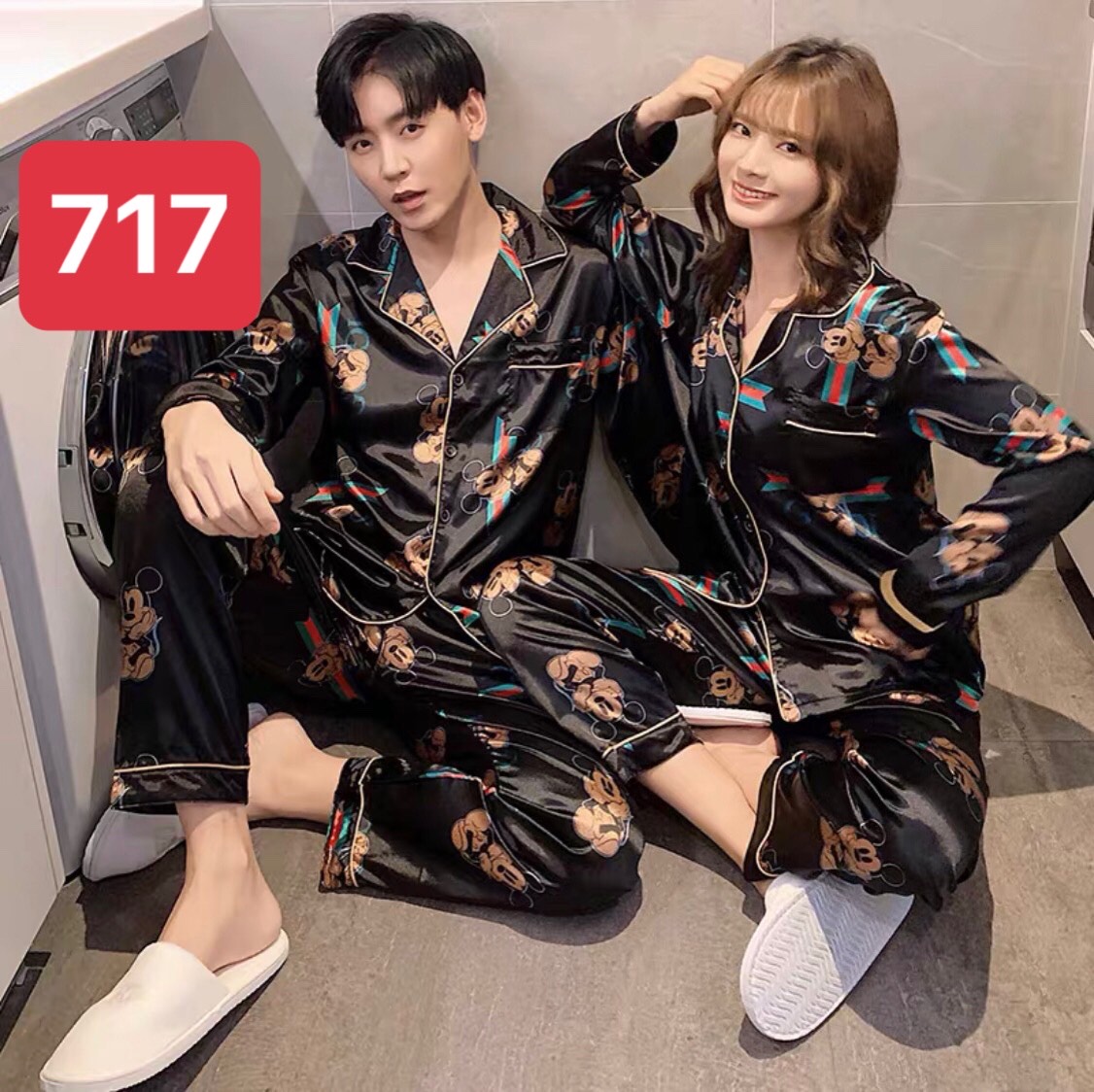 Bộ đồ Pyjama mặc đôi nam nữ chất lụa mềm - Bộ mặc nhà nam nữ