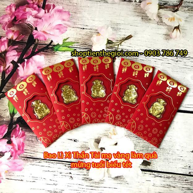 Bao lì xì tết độc đáo - combo 5 bao lì xì thần tài vàng thường mang tài lộc, phú quý đến mọi nhà năm canh tý 2020- tmt collection - ms351