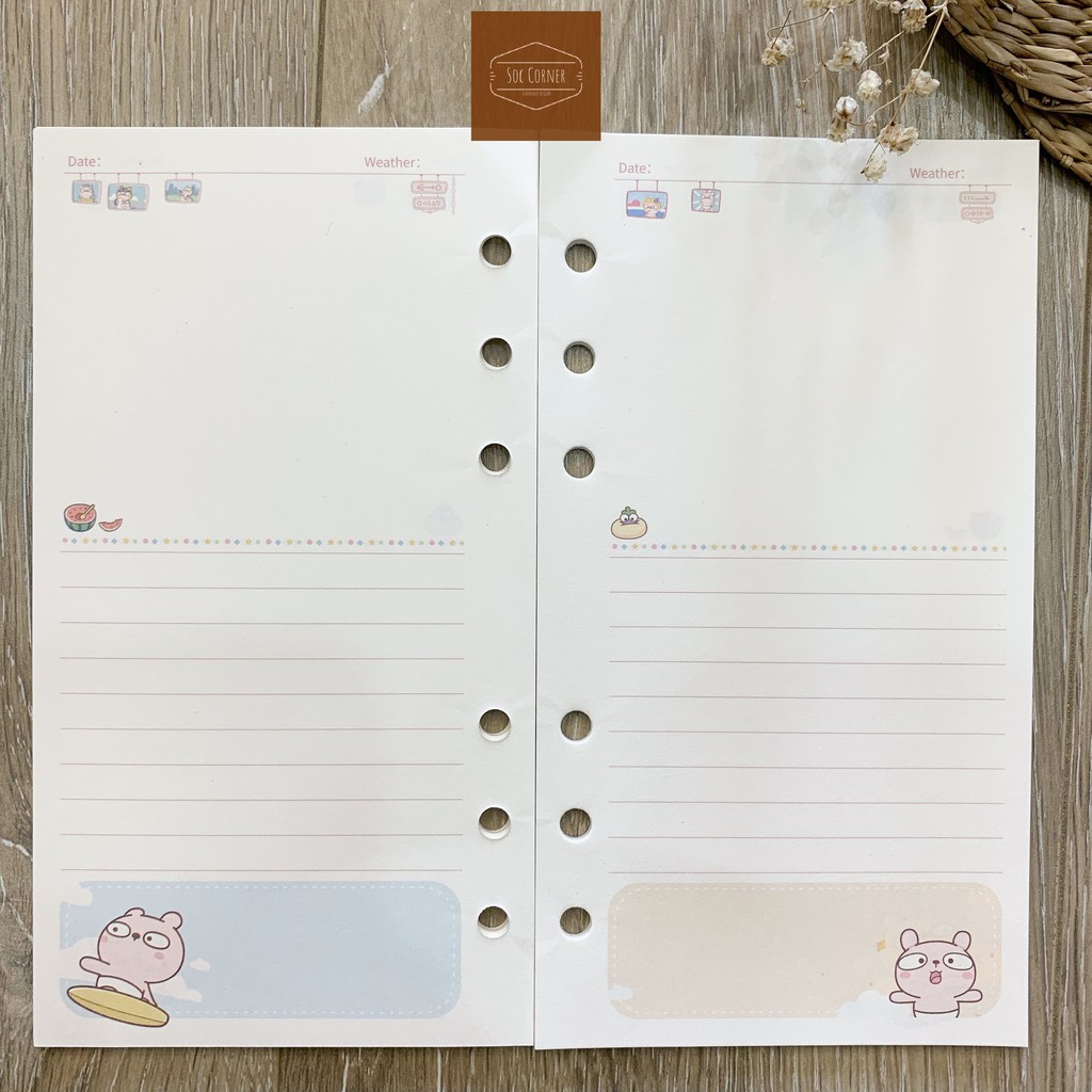 [HCM]Giấy refill màu dễ thương cho sổ còng A6 6 lỗ