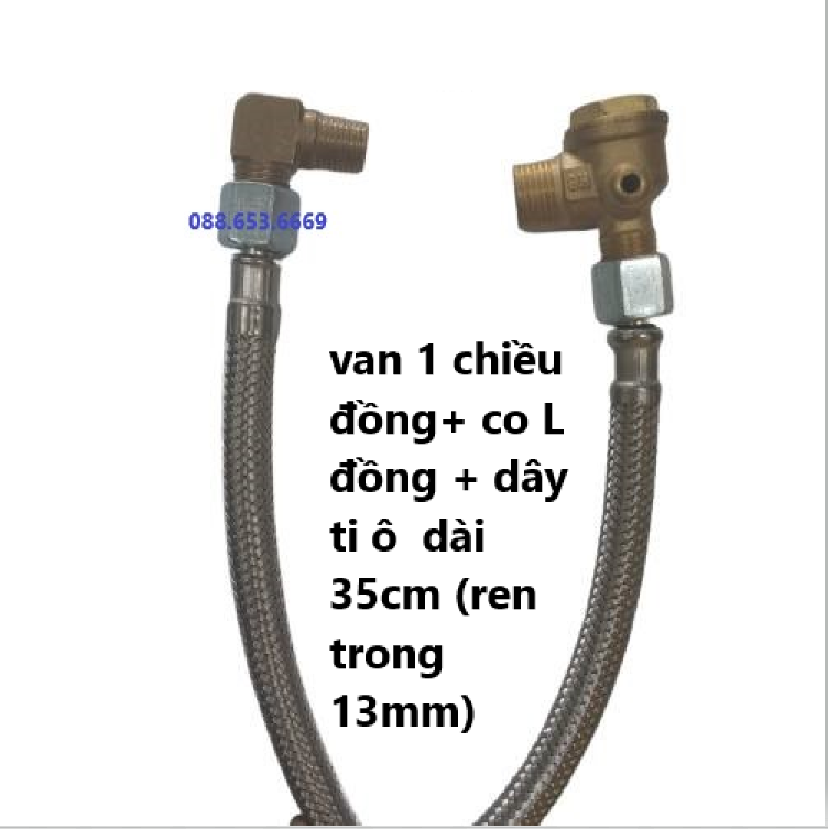 Combo van 1 chiều, dây dẫn khí, cút góc cho máy nén khí không dầu đồng 100%