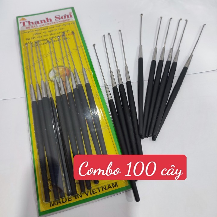 Combo 10 vĩ (100 cây ) móc tai cán nhựa đen Thanh Sơn.