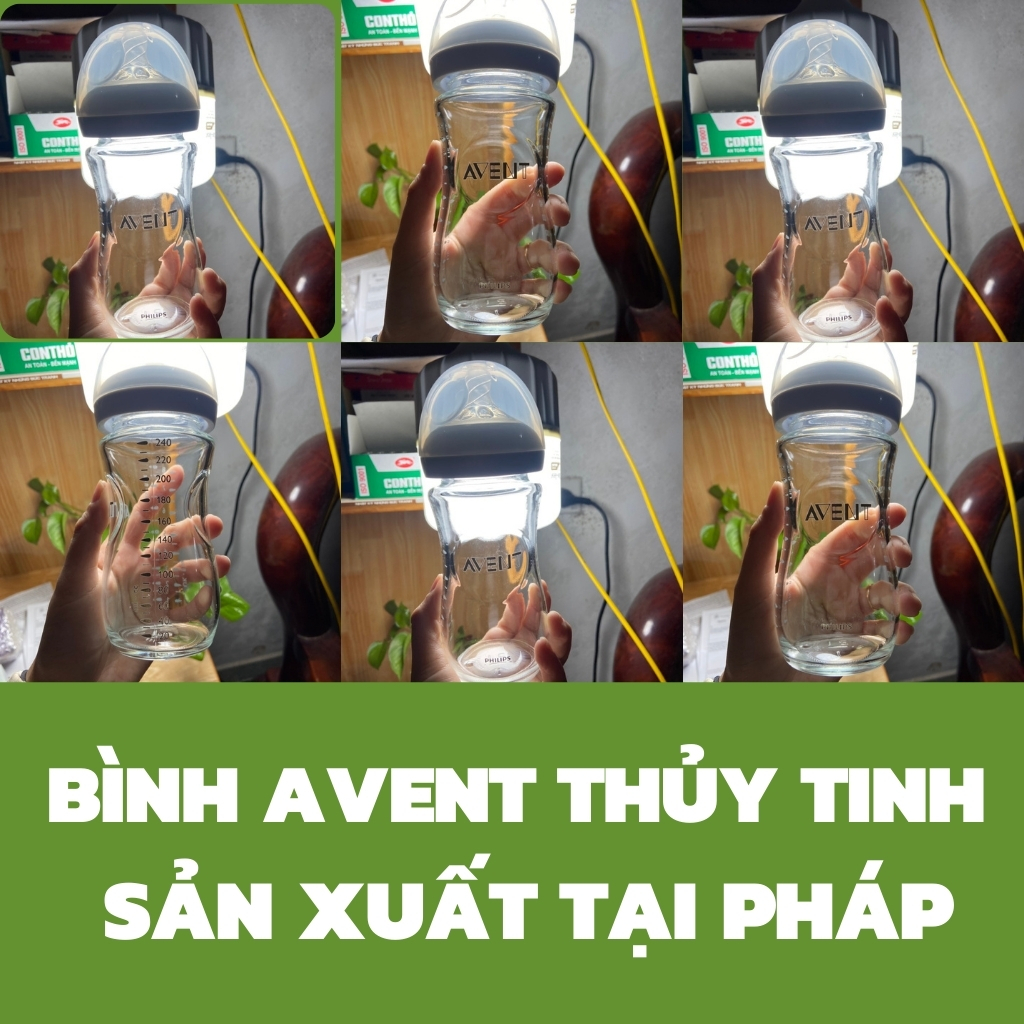 BÌNH SỮA THỦY TINH AVENT cổ rộng (CÓ HỖ TRỢ ĐỔI NÚM)