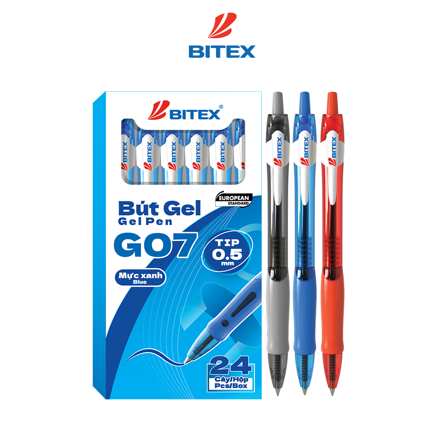 Bút gel Bitex G07 0.5mm màu đỏ, đen, xanh