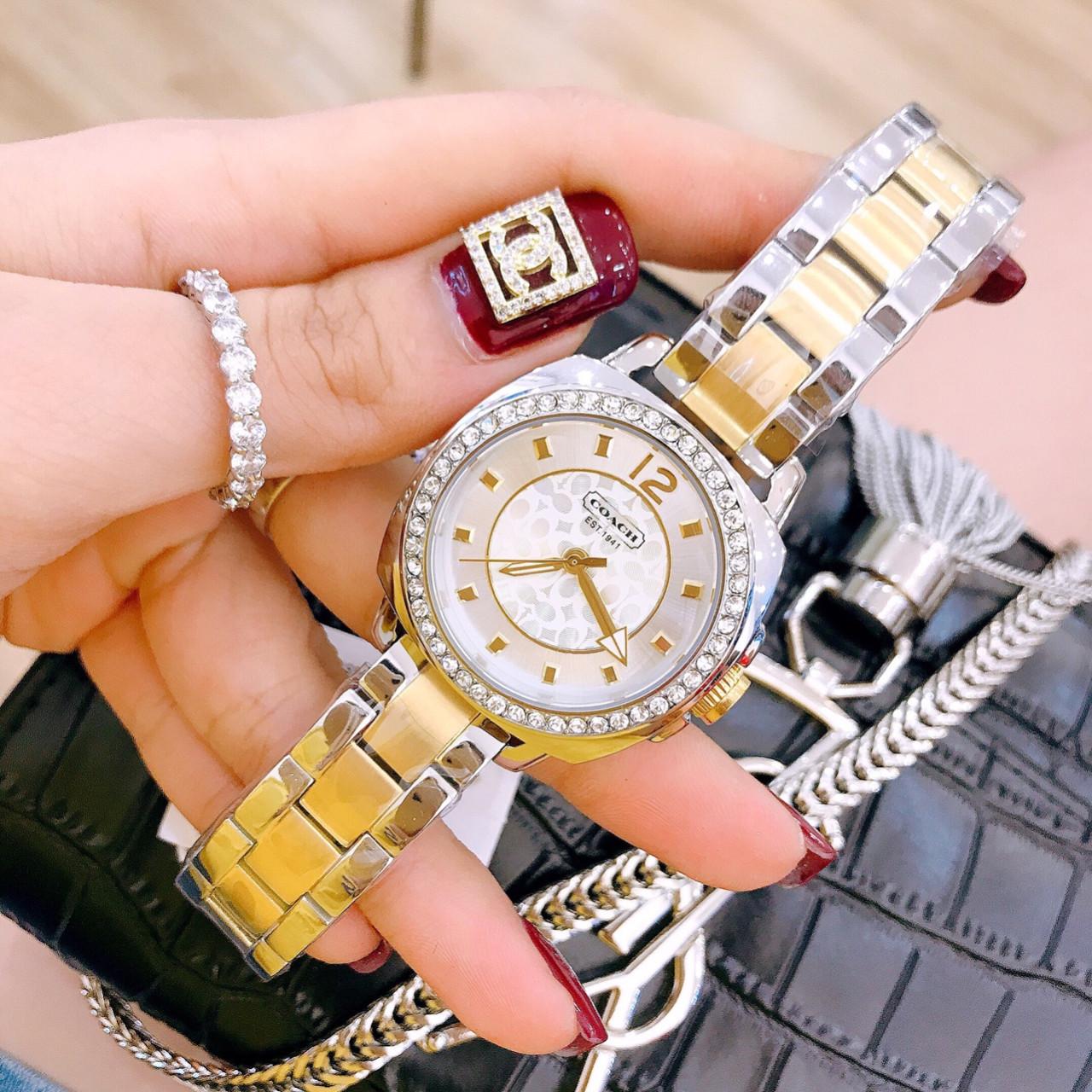 [HCM] watches female wire metal C0ach size 35mm fullbox waterproof, stainless steel shell, high-end luxury