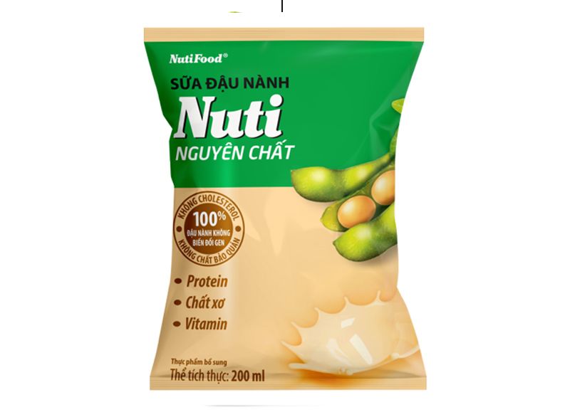Sữa đậu nành Nuti Nguyên Chất Bịch 200ml - Thương Hiệu NUTIFOOD