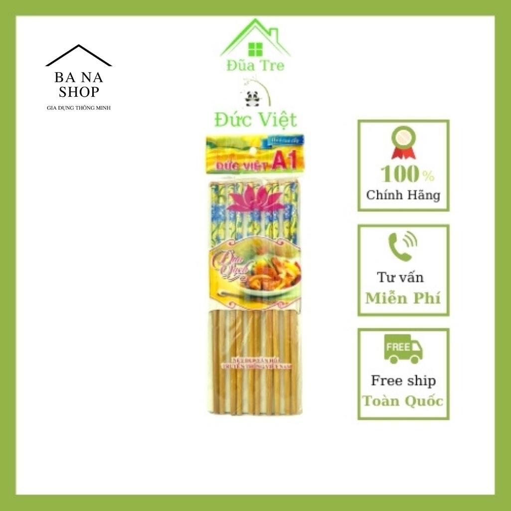 Đũa tre đức việt vỉ 10 đôi đũa tre bọc hoa không hóa chất