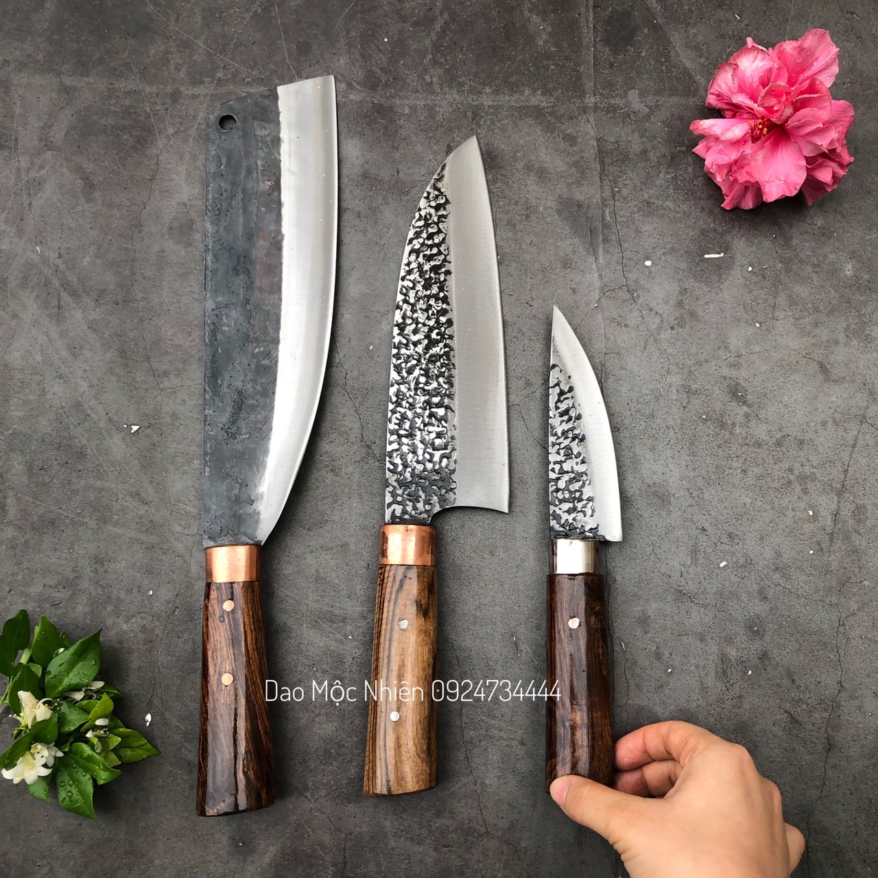 Bộ dao 3 món chặt thái cao cấp Phúc Sen Mộc Nhiên