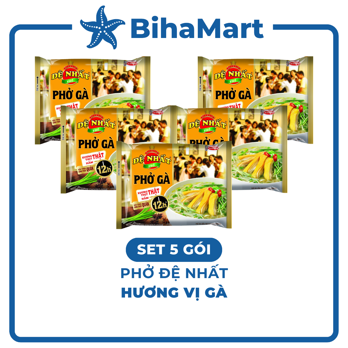 [SET 5 GÓI] - ACECOOK - Đệ Nhất phở hương vị Phở Gà, phở gà Đệ Nhất Acecook, phở gà Acecook Đệ Nhất phở ăn liền (65g/gói)
