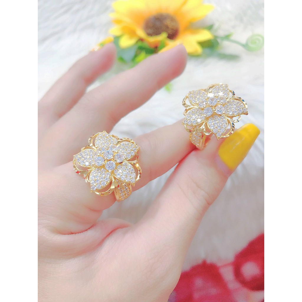 [ N185 ] Nhẫn Nữ Mạ Vàng 18K  Hoa Xứ Cực Xinh Xắn - Nhẹ Nhàng 005121.12 - Mang đi chơi, đi tiệc đều đẹp - nhẫn nữ đẹp, nhẫn nữ thời trang - QT