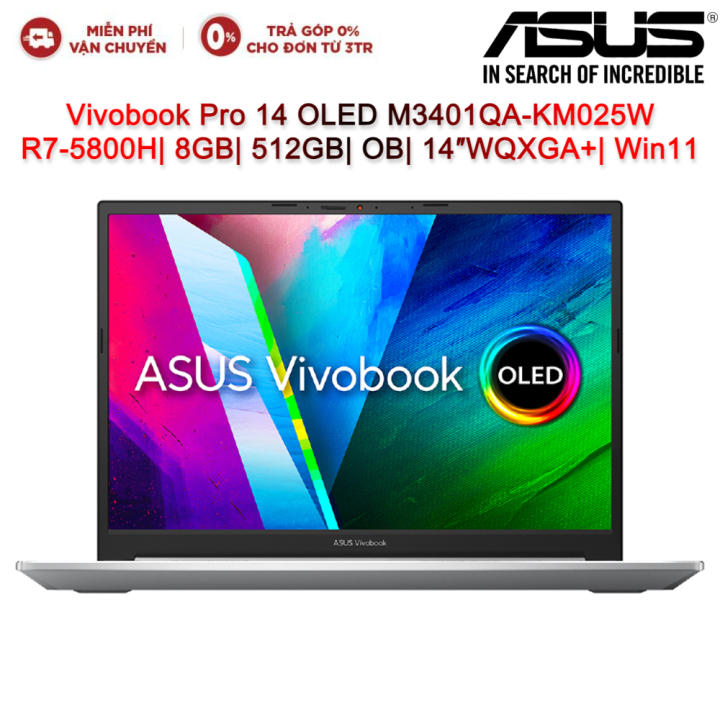 Laptop ASUS Vivobook Pro 14 OLED M3401QA-KM025W R7-5800H| 8GB| 512GB| OB| 14″WQXGA+| Win11