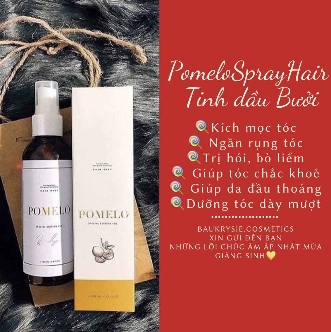 [HCM]Tinh dầu bưởi Pomelo BAUKRYSIE ??cột tóc hoa cúc
