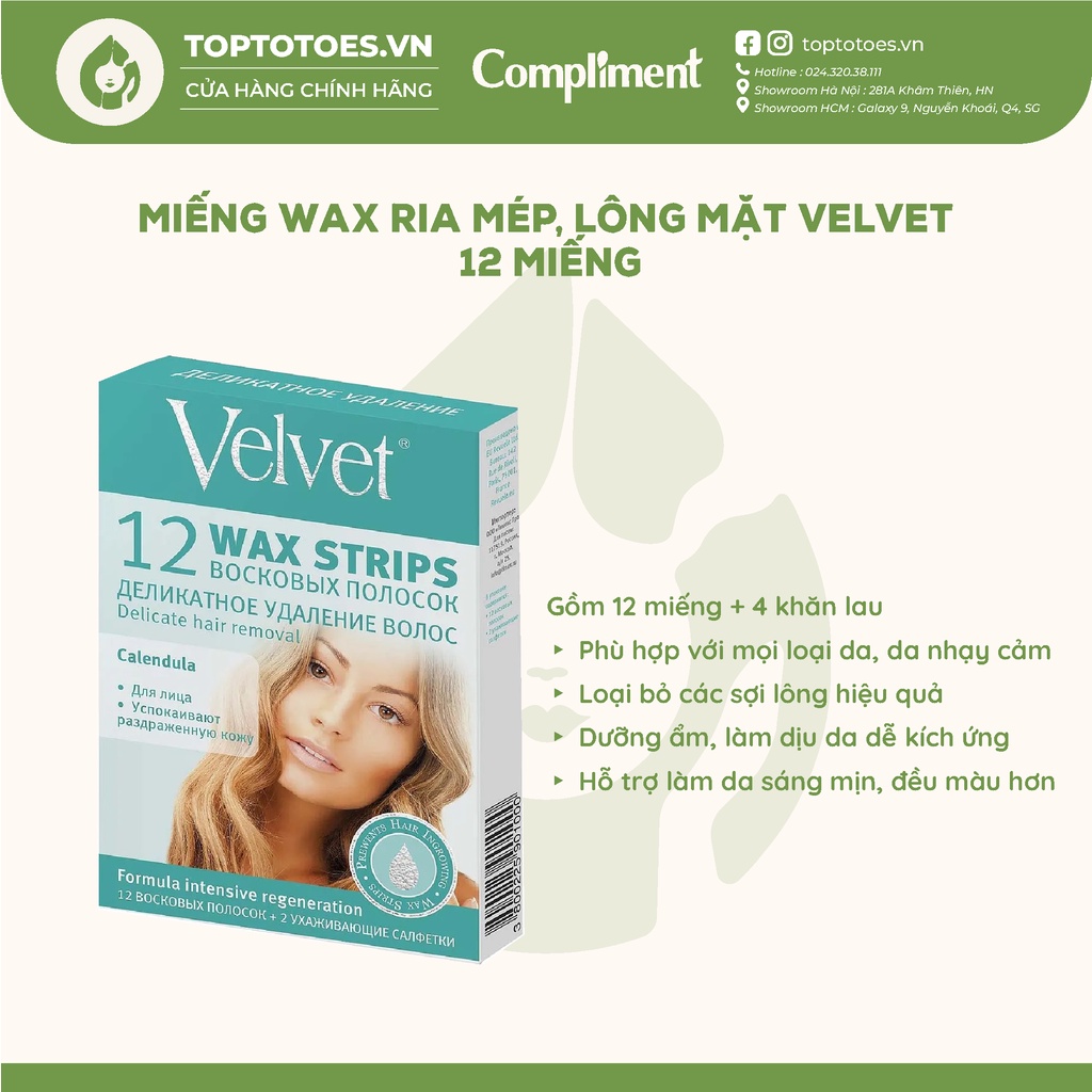 Miếng wax ria mép, lông mặt Veet & Velvet