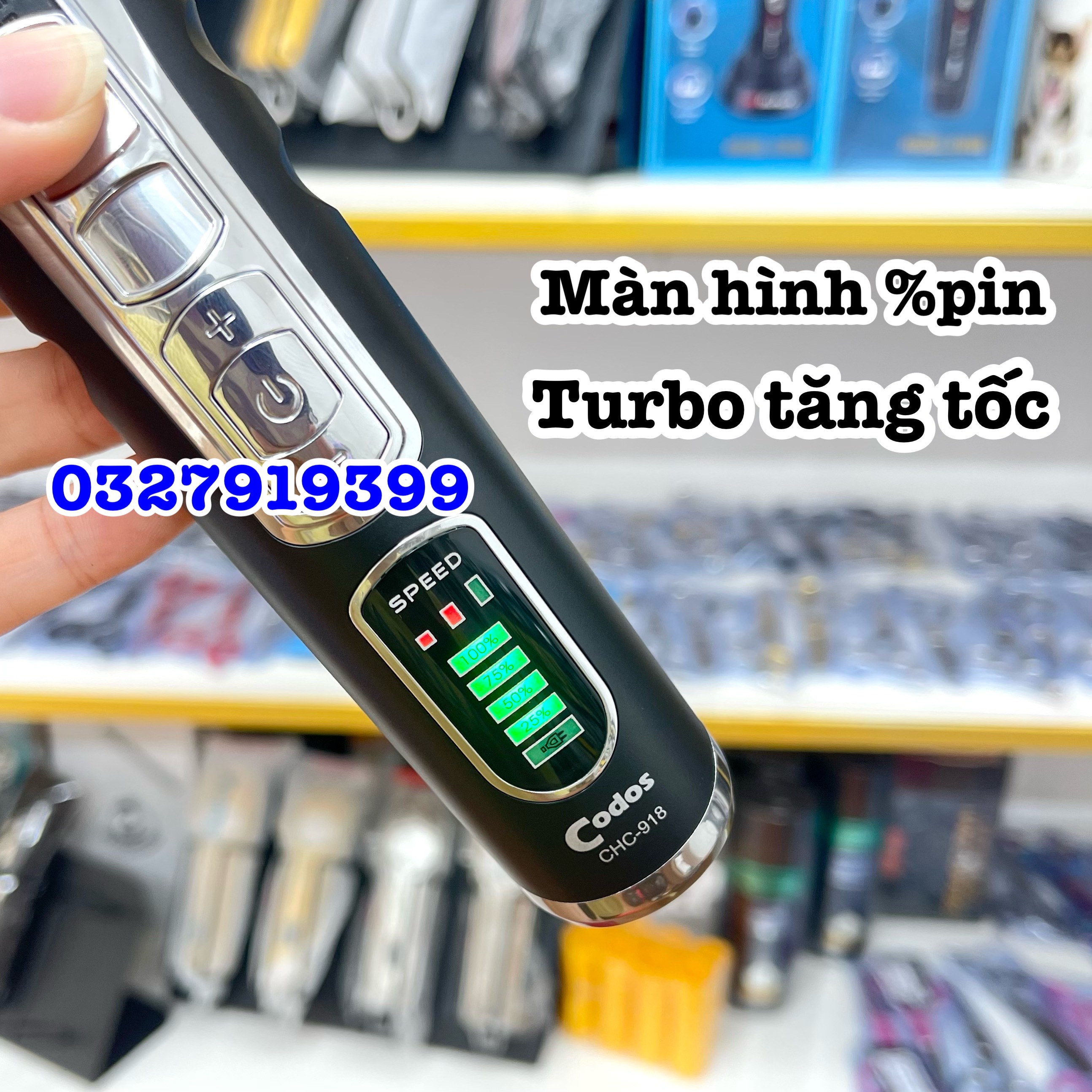 Codos Tông Đơ Cắt Tóc CHC-918 Chính Hãng Pin Lithium Ion 2600mAh 3 Mức Tốc Độ 7000rmp Dụng Cụ Làm Tóc Cao Cấp