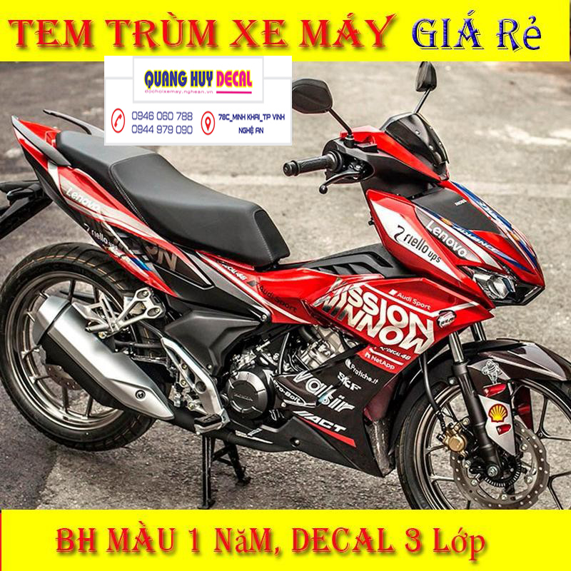 Tem trùm xe Winner X đỏ đen mission - Độ dán team trùm decal xe máy Winner X đỏ đen mission - Team trùm decal xe máy Winner X rẻ đẹp và chất