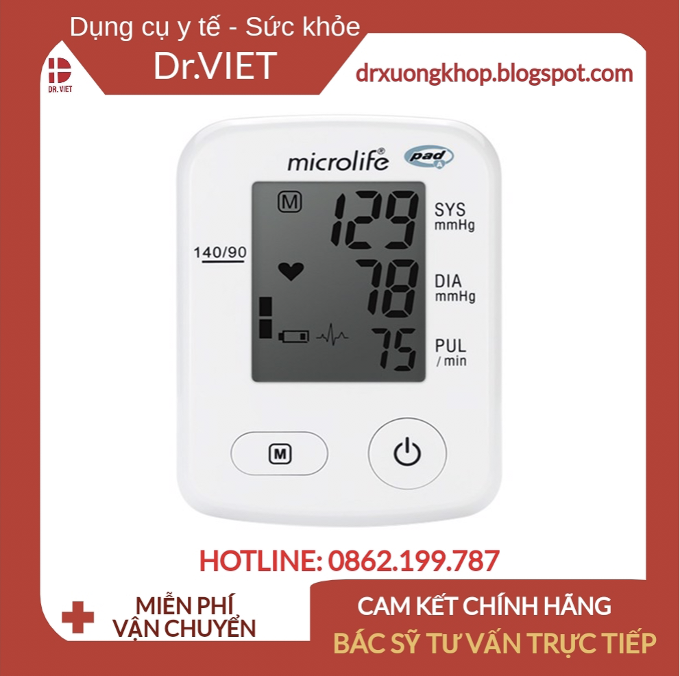 [HCM]Máy Đo Huyết Áp Bắp tay Microlife A2 CLASSIC-Thiết kế nhỏ gọnchính xác hơn với khả năng cảnh báo sớm rối loạn tim mạch