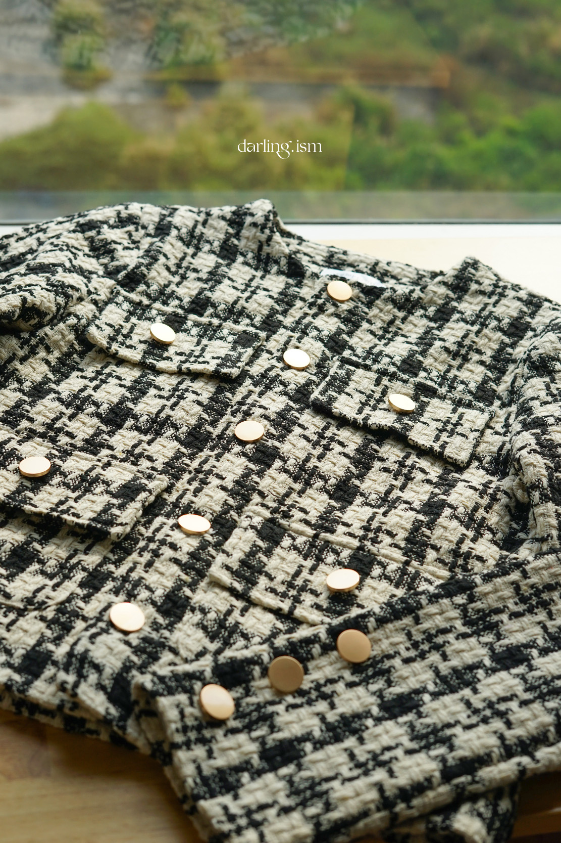 áo khoác tweed cổ tròn jade jacket - darling.ism