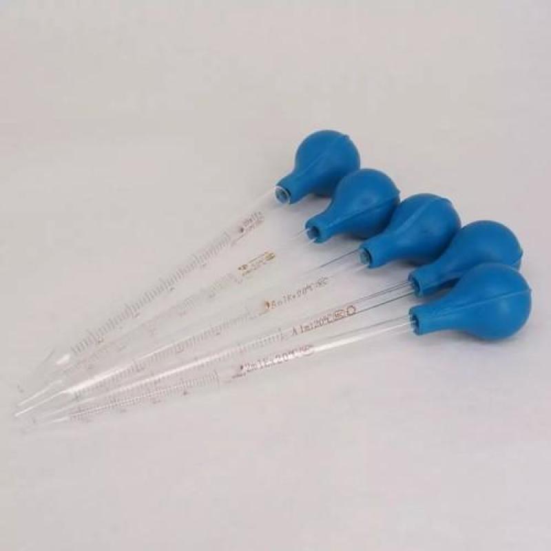 Pipet hút thủy tinh, ống hút chia vạch 10ml, bầu cao su, dài 23cm - PP5QBCS